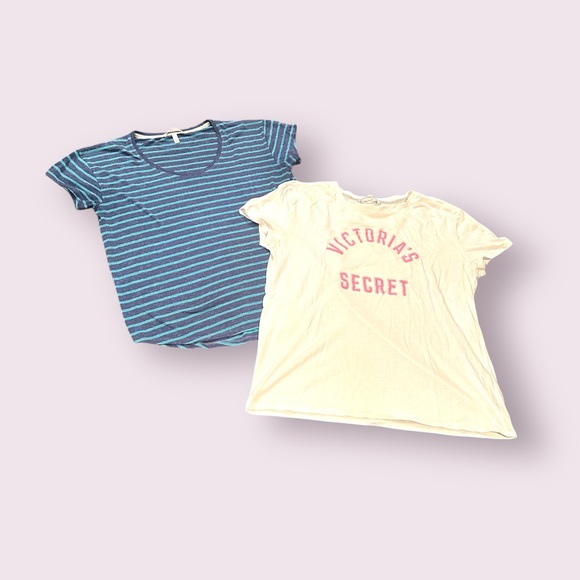 PINK Victoria's Secret Tops - Women's Set of Two Victoria's Secret Pink Cream T-Shirts Size Medium